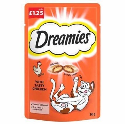 Dreamy Cat Treats - Indulge your feline friend with Dreamies Cat Treat Biscuits – Irresistible chicken-flavored snacks for a purr-fectly happy cat. Shop now for tasty treats! - mini pets world
