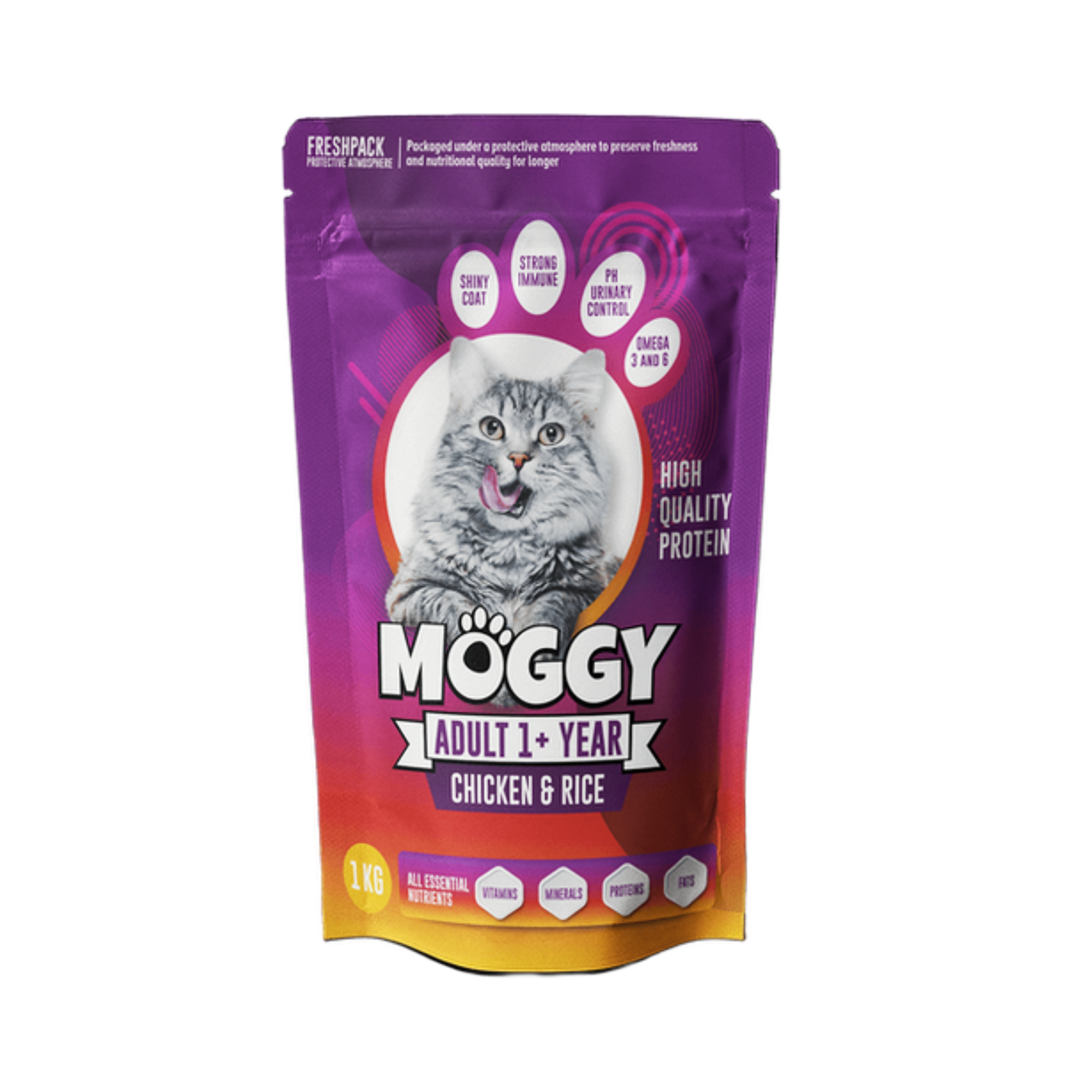 moggy-adult-cat-food-mini-pets-world Moggy Adult Cat Food 1kg – Chicken & Rice Flavor – Complete Nutrition for Adult Cats