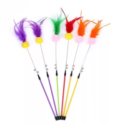 Colorful Ball Feather Cat Stick