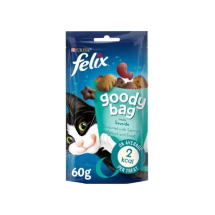 FELIX Goody Bag Seaside Mix Cat Treats packaging with colourful seafood-flavoured treats.