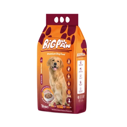 Big Paw Adult Dog Food – Premium nutrition with Omega-3 & 6, vitamins, and natural ingredients for strong bones and a healthy coat.