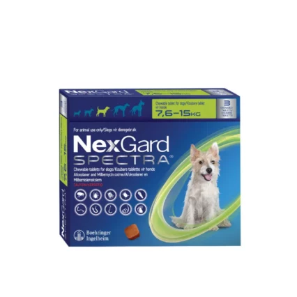 NexGard Spectra 38 mg/8 mg chewable tablet for medium dogs 7.5–15 kg – broad-spectrum parasite protection