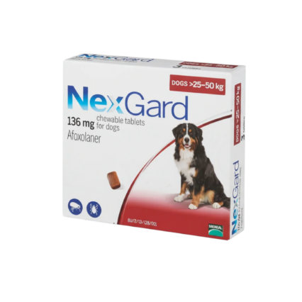 NexGard Chewable Tablets 136 MG for Large Dogs – Flea and Tick Prevention