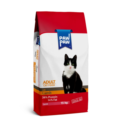 Pawpaw Adult Cat Food Lamb Flavor with Omega 3 and 6