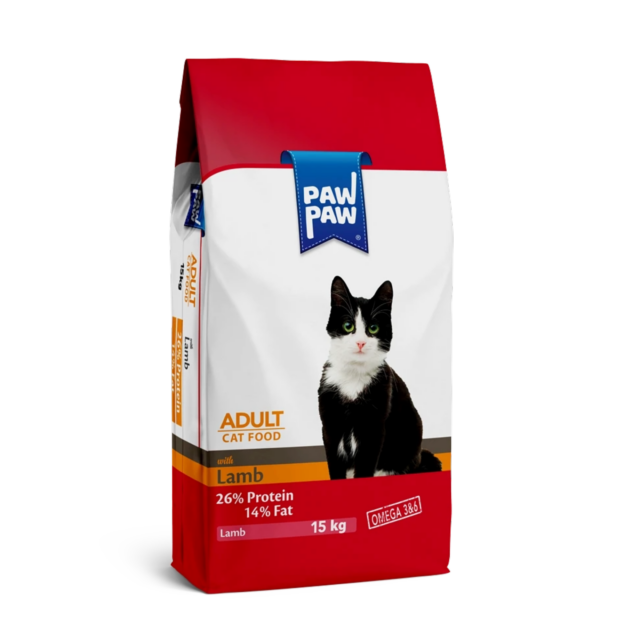 Pawpaw Adult Cat Food Lamb Flavor with Omega 3 and 6