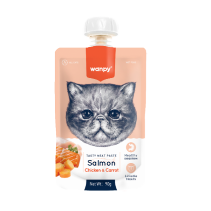 Wanpy Meat Paste Cat Food Salmon Chicken and Carrots 90g