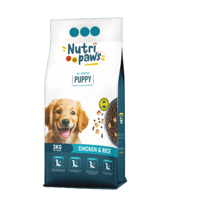 Nutri Paws Puppy Food 3kg – Chicken & Rice Formula for All Breeds