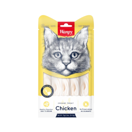 Wanpy Creamy Lickable Treat Chicken Cat Snack – Natural Liquid Treat for Cats