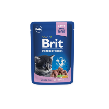 Brit Chunks with White Fish in Gravy for Kittens 100g premium wet kitten food pouch