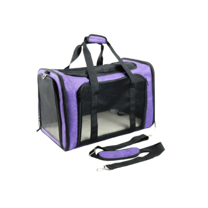 Portable Purple Pet Travel Carrier for Small Dogs and Cats with Mesh Ventilation