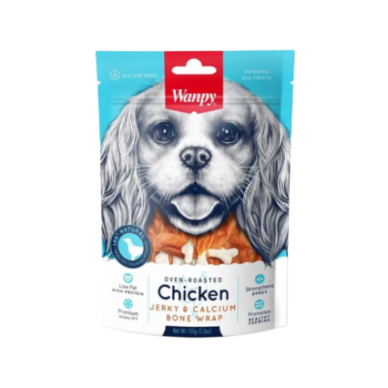 Wanpy Chicken Jerky and Calcium Bone Wraps Dog Treat 100g