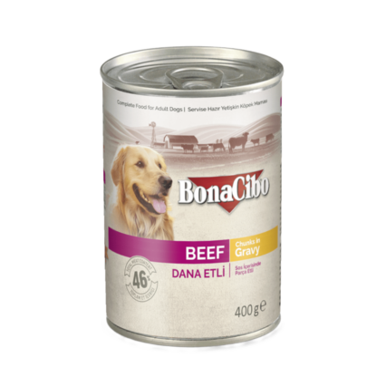BonaCibo Beef Chunks in Gravy Wet Dog Food 400g