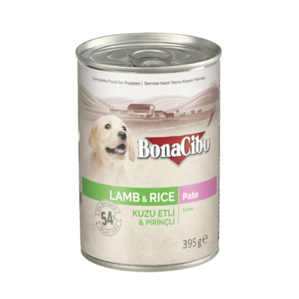 BonaCibo Lamb and Rice Pate Wet Dog Food for Puppies 395g