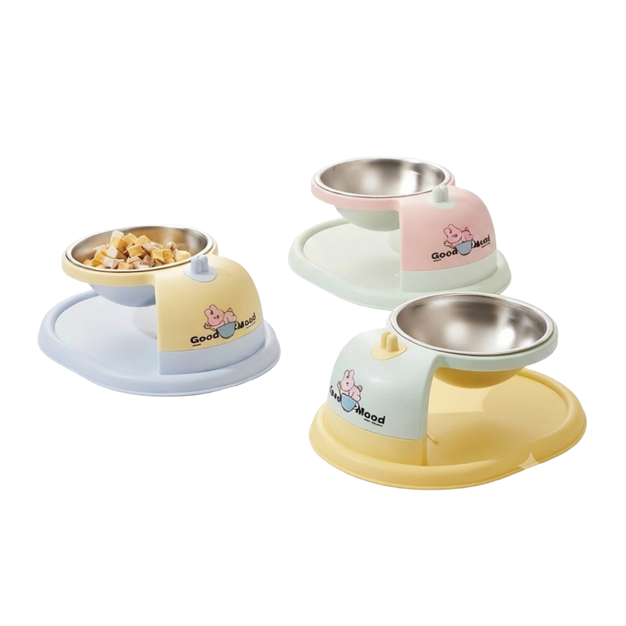 good-mood-elevated-stainless-steal-cat-bowl-mini-pets-world Good Mood Orthopedic Elevated Pet Feeder with tilted stainless steel bowl for cats and small dogs