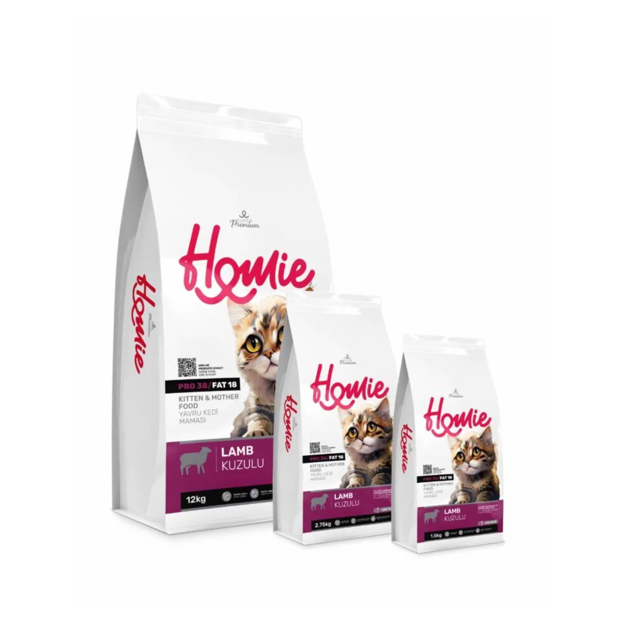homie-low-grian-lamb-mother-and-baby-food Homie Low Grain Lamb Kitten & Mother Cat Food 38/18 Premium Dry Cat Food