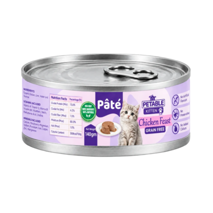 Petable Chicken Feast Pâté Wet Kitten Food Grain Free 140g