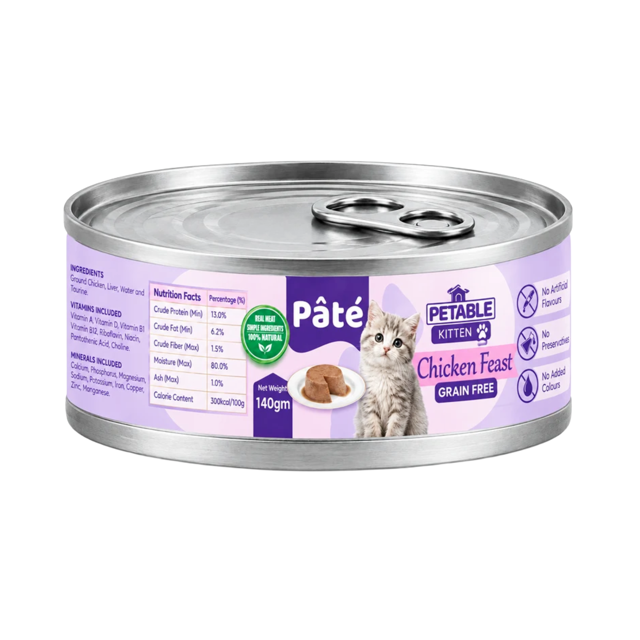 petable-kitten-chicken-pate-140g Petable Chicken Feast Pâté Wet Kitten Food Grain Free 140g
